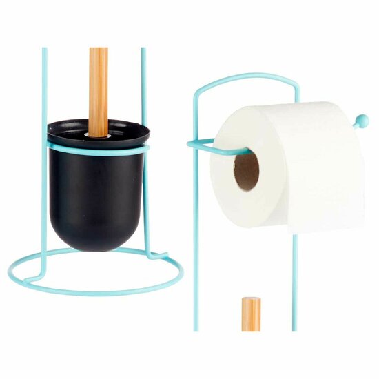 Toiletrolhouder Blauw Metaal Bamboe 17 x 57 x 16,5 cm (6 Stuks) 3