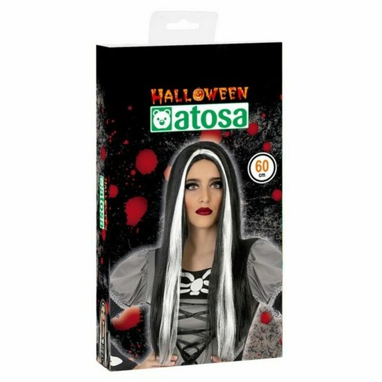 Halloween pruik 118189 (60 cm) Wit Zwart Groen 2