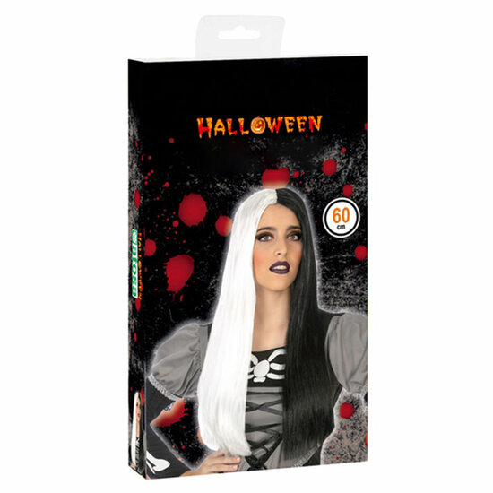 Halloween pruik Zwart Wit 1