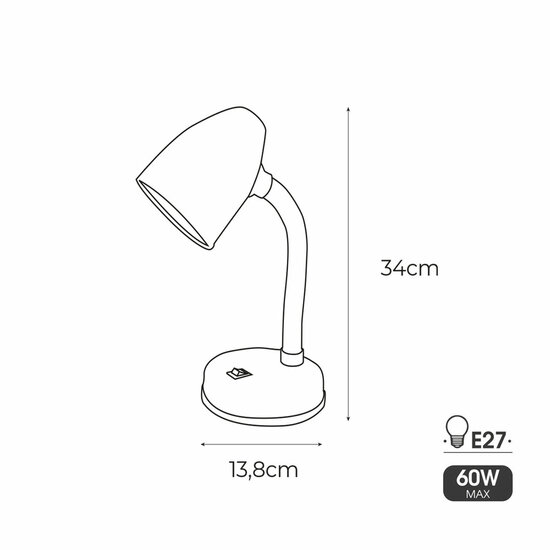 Bureaulamp EDM Amsterdam E27 60 W Flexo/bureaulamp Blauw Metaal (13 x 34 cm) 3