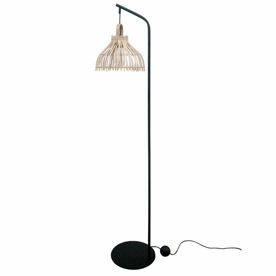 Vloerlamp DKD Home Decor Zwart Metaal Bruin Rotan (40 x 40 x 160 cm) 1