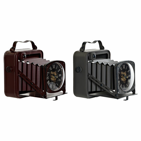 Tafelklok DKD Home Decor Bordeaux Fotocamera 19 x 15 x 20 cm Rood Donker grijs Ijzer Vintage (2 Stuks) 1