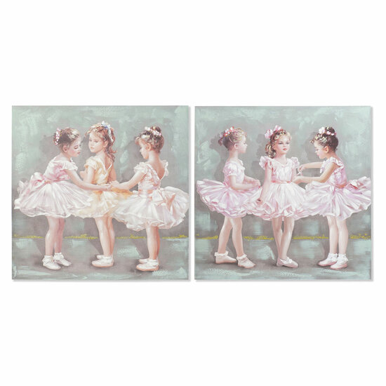 Schilderij DKD Home Decor 80 x 3 x 80 cm Balletdanseres Traditioneel (2 Stuks) 1