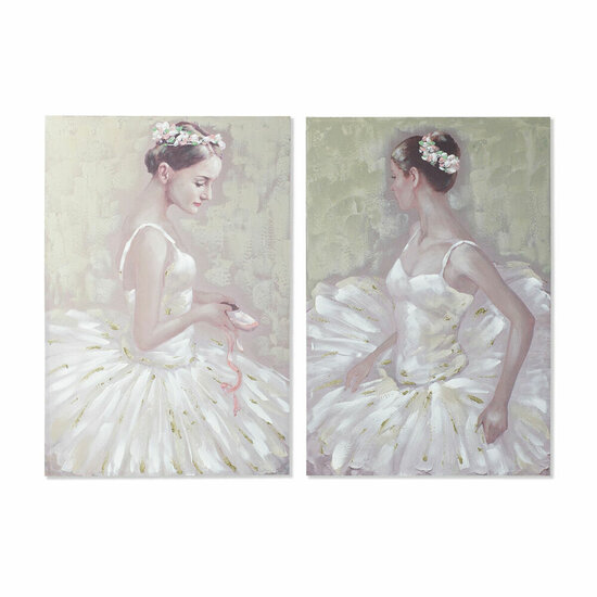 Schilderij DKD Home Decor 80 x 3 x 120 cm Balletdanseres Traditioneel (2 Stuks) 1