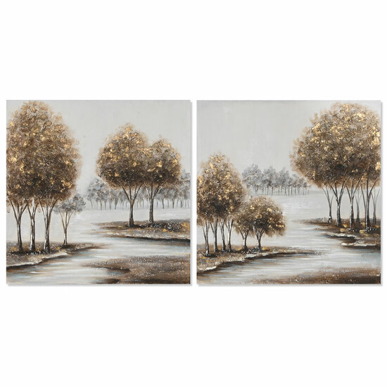 Schilderij Home ESPRIT Bomen Cottage 80 x 3 x 80 cm (2 Stuks) 1