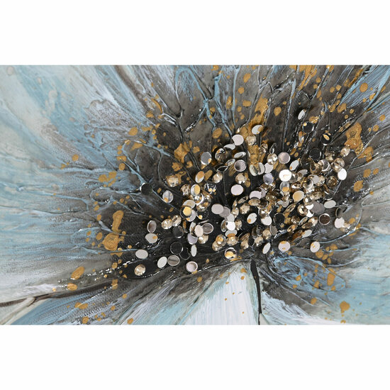 Schilderij Home ESPRIT Blauw Gouden Canvas Hout MDF Bloem Shabby Chic 60 x 3 x 90 cm (2 Stuks) 3