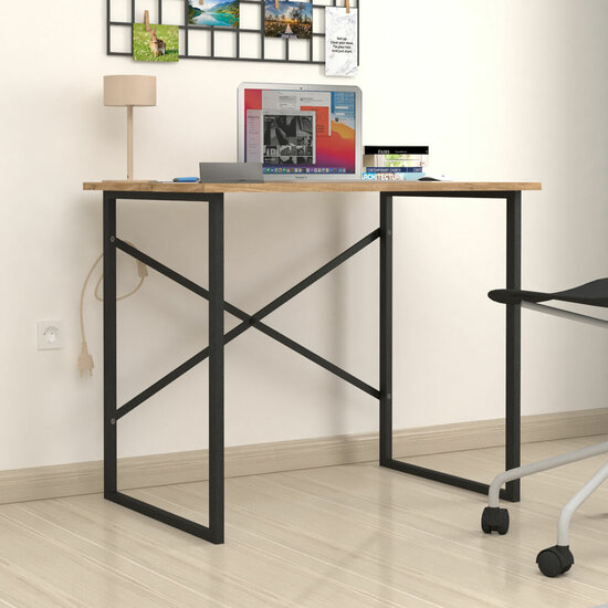 Bureau Alexandra House Living Zwart Ek Metaal Hout MDP 90 x 75 x 60 cm industrial 2