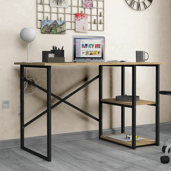 Bureau Alexandra House Living Zwart Ek Metaal Hout MDP 120 x 75 x 60 cm industrial 2