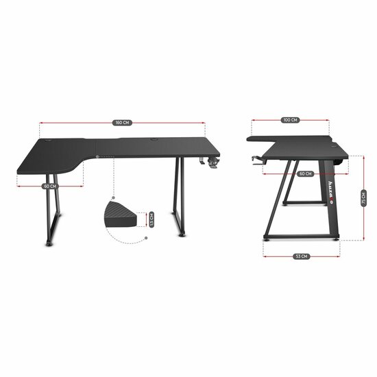 Bureau Huzaro HZ-Hero 7.7 Zwart 160 x 60 cm 1