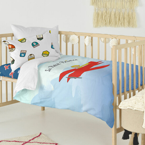 Dekbedovertrek set HappyFriday Le Petit Prince Son Avion Multicolour Wieg voor baby&amp;apos;s 2 Onderdelen 4