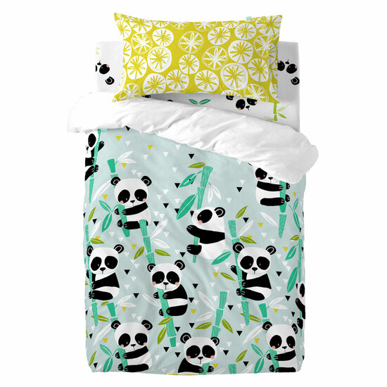 Dekbedovertrek set HappyFriday Moshi Moshi Panda Garden Blue Blauw Wieg voor baby&amp;apos;s 2 Onderdelen 1