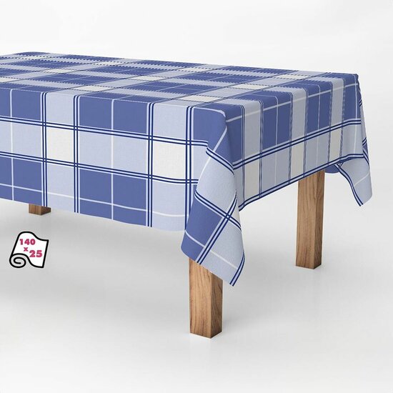 Tafelkleed op rol Exma Anti-vlek Blauw Geruit Klassiek 140 cm x 25 m 2