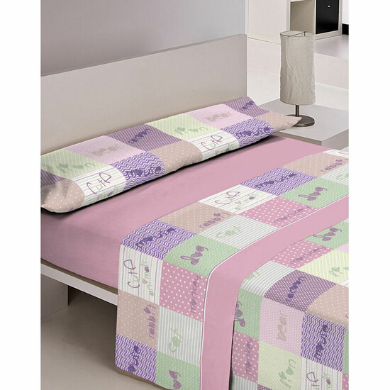 Dekbedovertrek set Hosteline CUTE Roze Bed van 90 3 Onderdelen 1