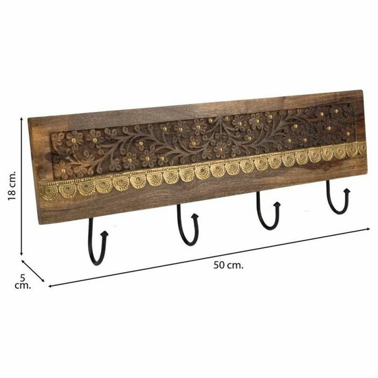 Wandkapstok Alexandra House Living Bruin Ijzer Mangohout 5 x 18 x 50 cm 3