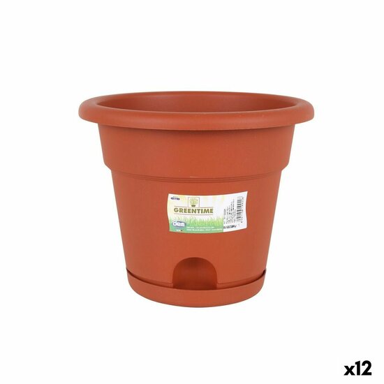 Bloempot met schaal Dem Greentime Bruin &oslash; 22 x 18 cm (12 Stuks) 1