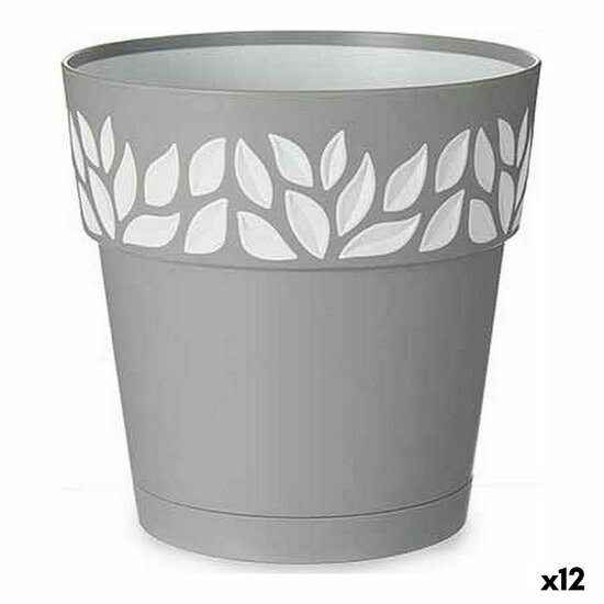 Zelfwaterende bloempot Stefanplast Grijs 15 x 15 x 15 cm Wit Plastic (12 Stuks) 1