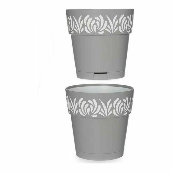 Zelfwaterende bloempot Stefanplast Gaia Grijs 15 x 15 x 15 cm Wit Plastic (12 Stuks) 2