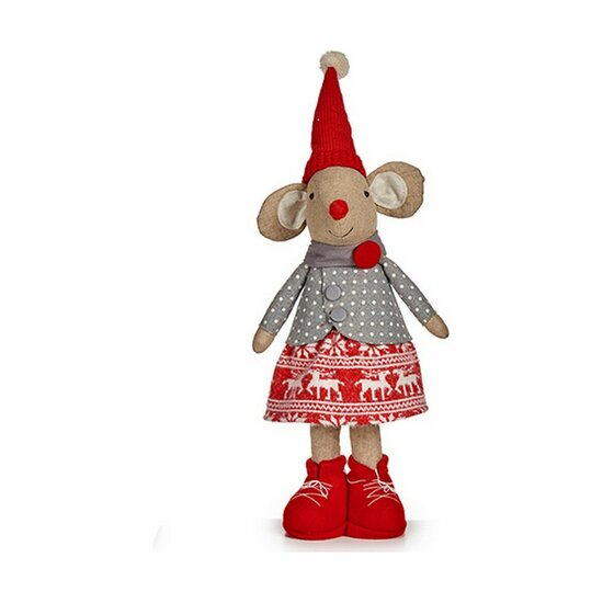 Decoratieve figuren Muis Kerstmis 48 cm Wit Rood Grijs Cr&egrave;me 1