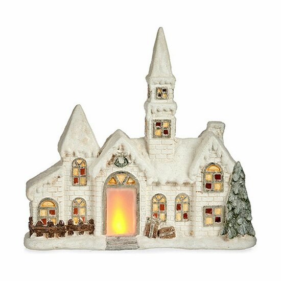 Decoratieve figuren Kerstmis LED Licht Huis 11 x 47,5 x 49 cm Wit Polyresin 1