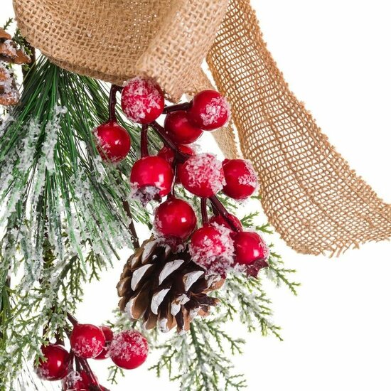 Deurhanger Kerstmis Wit Rood Groen Natuurlijk Rotan Plastic 55 cm 3