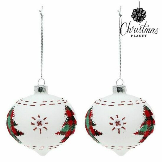 Kerstballen 8 cm (2 uds) Kristal Wit 1