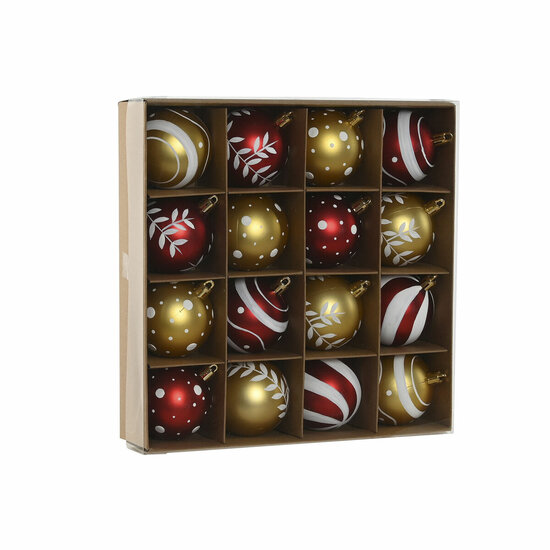 Kerstballen Home ESPRIT Rood Gouden PVC 25 x 6 x 25 cm (16 Onderdelen) 1