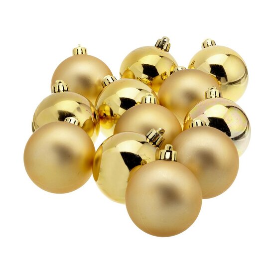 Kerstballen Decoris 12 Stuks Gouden Plastic &Oslash; 6 cm 1