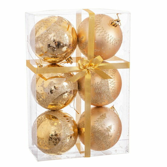 Kerstballen Gouden Plastic Herten 8 x 8 x 8 cm (6 Stuks) 1