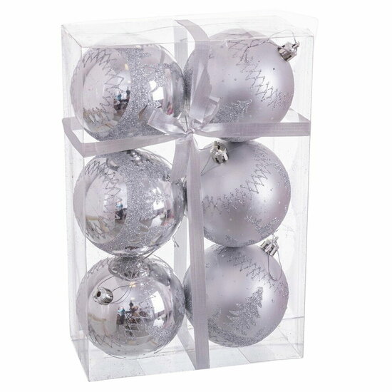 Kerstballen Zilver Plastic Herten 8 x 8 x 8 cm (6 Stuks) 1