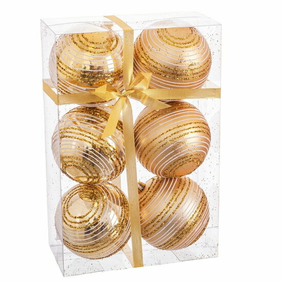 Kerstballen Gouden Plastic Spiraal 8 x 8 x 8 cm (6 Stuks) 1