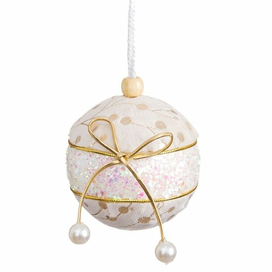 Kerstballen Wit Gouden Polyfoam Weefsel Lasso 10 x 10 x 10 cm (3 Stuks) 1