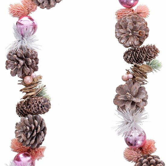 Kerstkrans Wit Roze Plastic Foam Ananas 150 cm 5