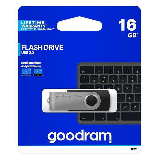 USB stick GoodRam UTS2 Zwart Zilverkleurig 16 GB 5 MB/s-20 MB/s (1 Stuks) 3