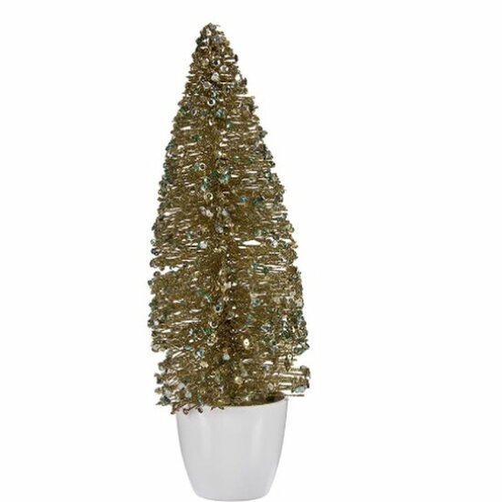 Decoratieve figuren Kerstboom Brons Gouden Plastic 10 x 33 x 10 cm (6 Stuks) 2