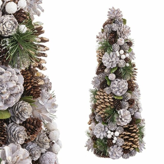 Kerstboom Wit Gouden Plastic Foam Ananas 19 x 19 x 48,5 cm 1