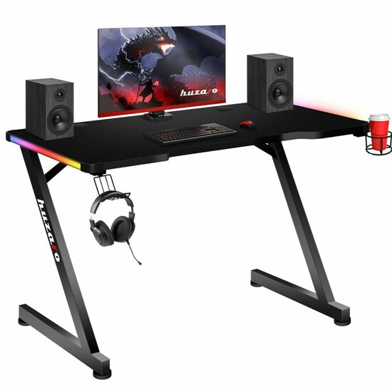 Bureau Huzaro HZ-Hero 2.5 RGB Zwart Aluminium Staal 120 x 60 cm 1