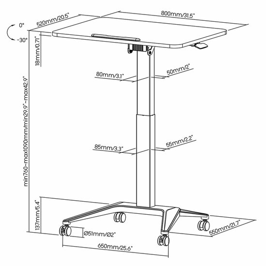 Bureau MacLean MC-453B Zwart Staal 80 x 52 cm 5