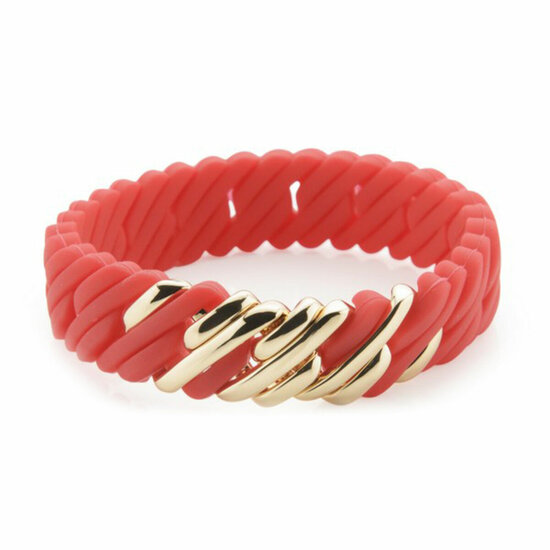 TheRubz 02-100-418 Rood Siliconen Roestvrij staal Gouden Staal/Siliconen (15 mm x 18 cm) Dames armband 1