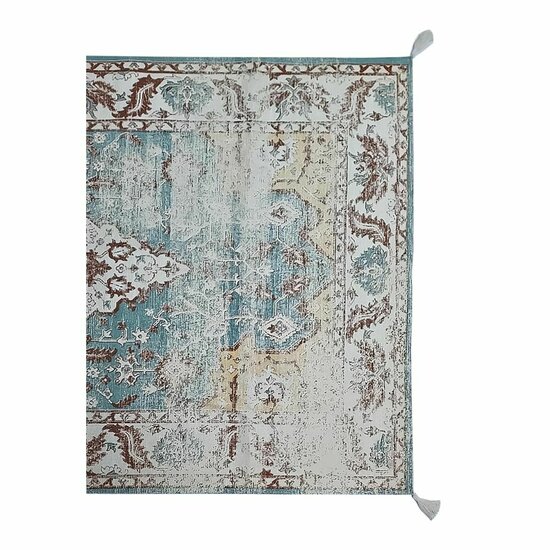 Tapijt DKD Home Decor Verouderde afwerking Blauw Katoen Arabisch Franjes (120 x 180 x 1 cm) 5