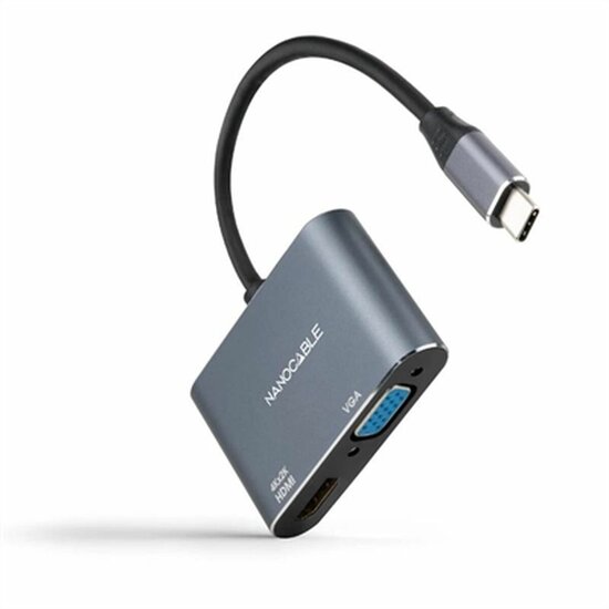 Adapter USB-C naar VGA/HDMI NANOCABLE 10.16.4303 Grijs 4K Ultra HD 1