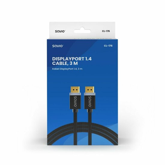 DisplayPort kabel Savio CL-176 Zwart 3 m 3