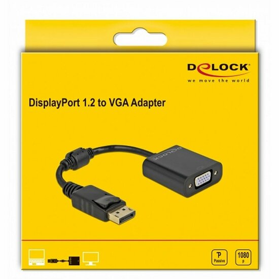 Adapter DisplayPort naar VGA DELOCK 61006 Zwart 2