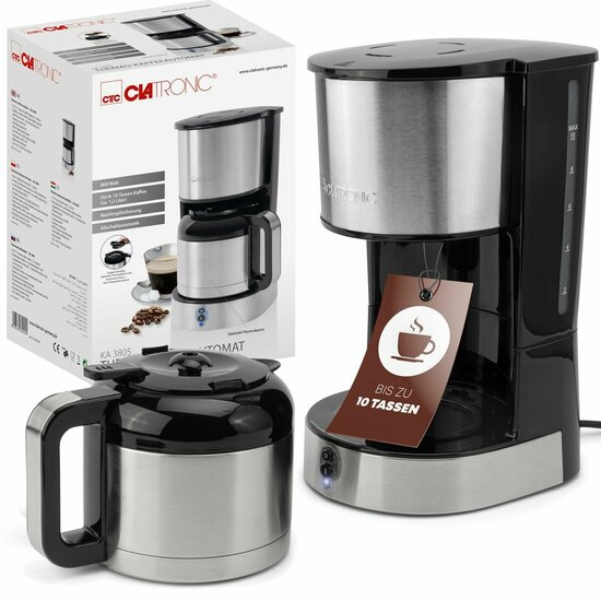 Volautomaat koffiezetapparaat Clatronic KA 3805 Zwart Staal 800 W 2