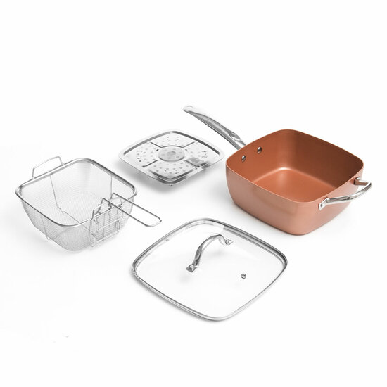 Copper 5 in 1 Multifunctionele Keramische Pannenset Coppans InnovaGoods 4 Onderdelen 5