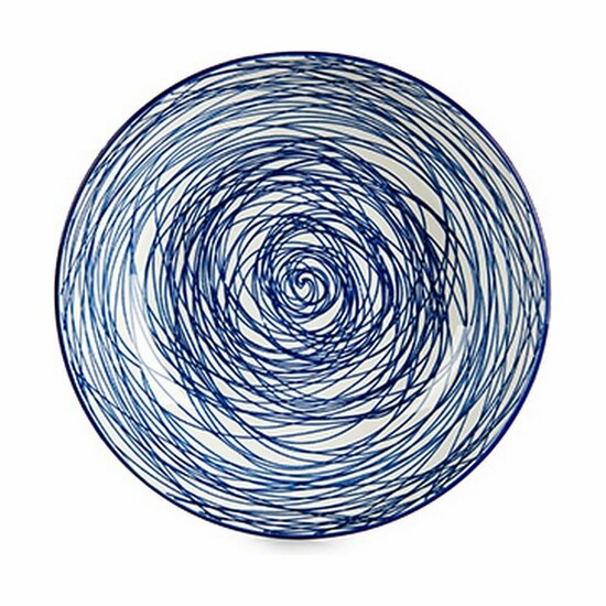 Diep bord Strepen Porselein Blauw Wit 6 Stuks (20 x 4,7 x 20 cm) 2