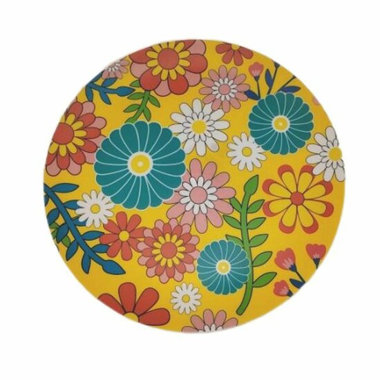 Dinerbord Versa Geel Polyethyleen RPET Blommor &Oslash; 25 cm 1