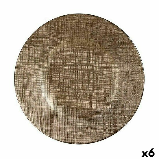 Dinerbord Gouden Glas 21 x 2 x 21 cm (6 Stuks) 1