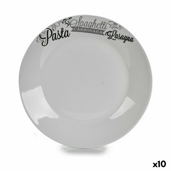 Dinerbord &Oslash; 24,4 cm Wit Zwart Porselein Pasta (10 Stuks) 1