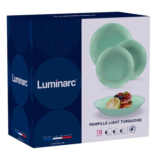 Serviesset Luminarc Pampille Turquesa Turkoois Glas 18 Onderdelen 3