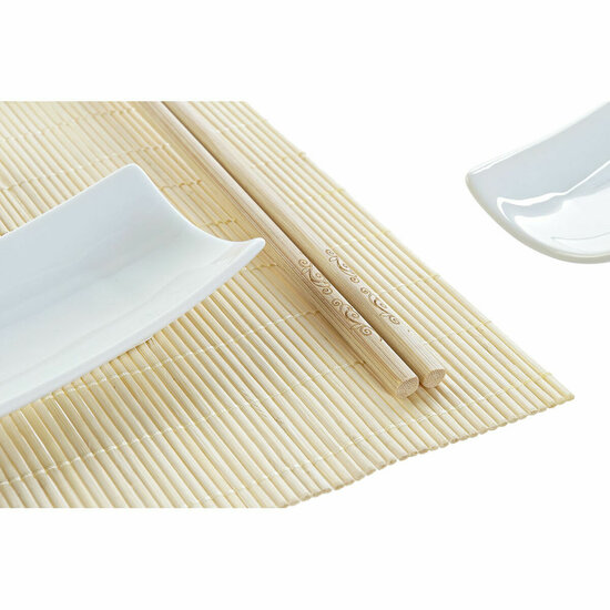 Sushi set DKD Home Decor Bamboe Keramiek Wit Natuurlijk Orientaals 28,5 x 19,5 x 3,3 cm (9 Onderdelen) (28,5 x 19,5 x 3,3 cm) 2